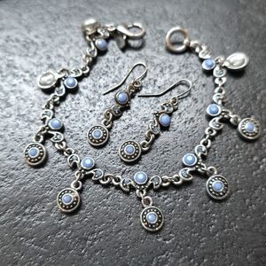 Premier Designs Blue Beaded Charm Bracelet And Earring Set